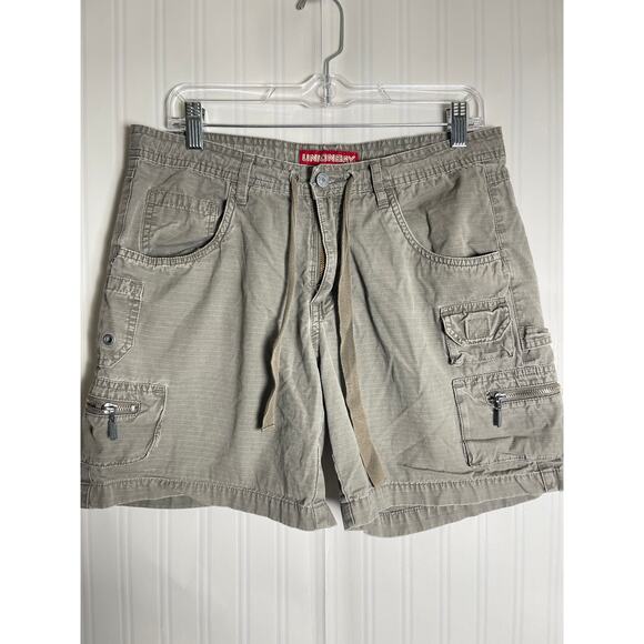 UnionBay VTG Y2K Distress Logo Cargo Shorts Womens Size 9 Gray Street Style Rave - Picture 1 of 12
